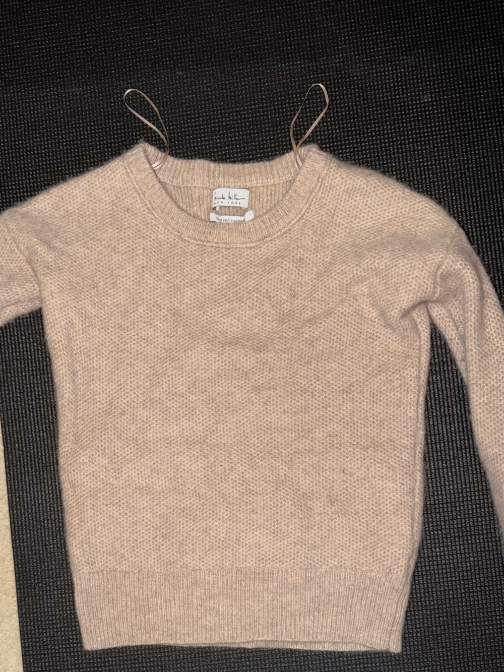 Nicole Miller Women's Cashmere Scoop Neck Sweater in Pale Beige